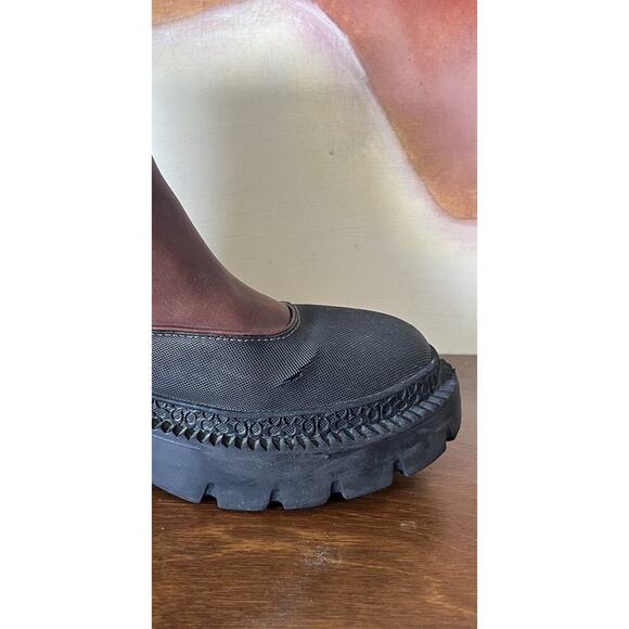 Coach Jayla Boots Brown Black Leather Lug Sole Platform Ankle Booties Women 7.5 - Picture 6 of 8